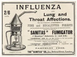 Kettle Prints: Advert for Sanitas flu fumigator 1900