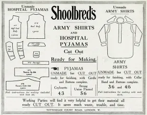 Shirt Prints: Advert for Schoolbreds army shirts and pyjamas 1915