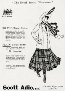 Feather Prints: Advert Scott Adie womens tartan skirts 1916