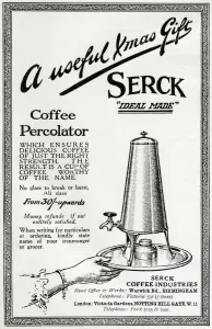 1922 Prints: Advert for Serck coffee percolator 1908