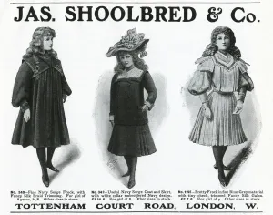Frocks Prints: Advert for Shoolbred & Co. girls frocks and coats 1905