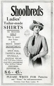 Queens Prints: Advertisement for Shoolbreds ladies shirts