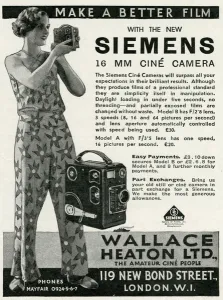 Portable Prints: Advert for Siemens Cine Cameras 1933