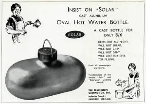 Aluminium Prints: Advert for Solar aluminium hot water bottle 1933