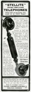 Phone Prints: Advert for Stellite portable room to room telephone 1905