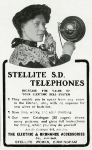 Phone Prints: Advert for Stellite portable room to room telephone 1905