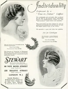 Hairstyle Prints: Advert for Stewart hair specialist 1928