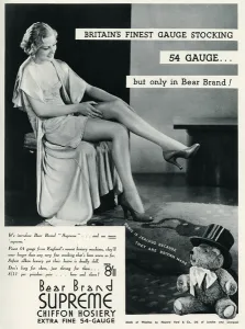 Negligee Prints: Advert for Stockings by Bear Brand 1934