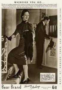 Narrow Prints: Advert for Stockings by Bear Brand 1936