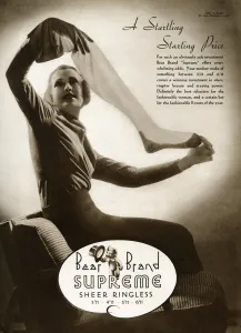 Crepe Prints: Advert for Stockings by Bear Brand 1938