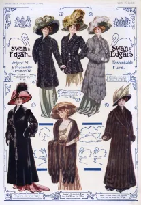 Modelling Prints: Advert for Swan & Edgar ladies fur coats 1909