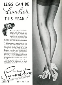 Line Prints: Advert for Symetra Bear Brand stockings 1938