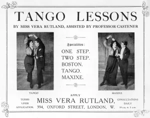 Lessons Prints: An advertisement for tango lessons