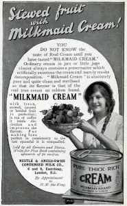Smiling Prints: Advert for tinned Milkmaid Cream 1914