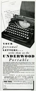 Communications Prints: Advert for Underwood portable typewriters 1931