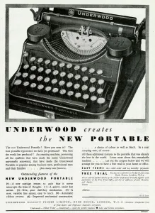Communications Prints: Advert for Underwood portable typewriters 1931