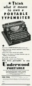 Communications Prints: Advert for Underwood portable typewriters 1931