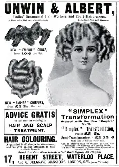 Hair Prints: Advert for Unwin & Albert womens coiffure 1908 Advert for Unwin & Albert womens