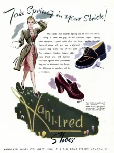 Head Prints: Advert for Vani-Tred shoes 1942