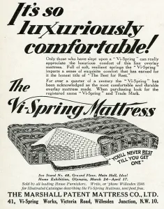 Soft Prints: Advert for Vi-spring Mattress 1930