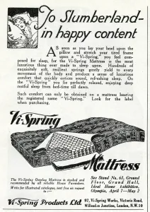 Soft Prints: Advert for Vi-spring Mattress 1931