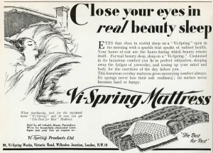 Soft Prints: Advert for Vi-Spring Mattress 1931