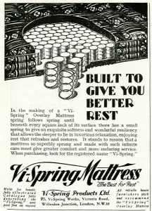 Soft Prints: Advert for Vi-Spring Mattress 1931