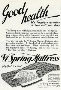 Soft Prints: Advert for Vi-spring Mattress 1931