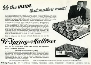Soft Prints: Advert for Vi-spring Mattress 1938