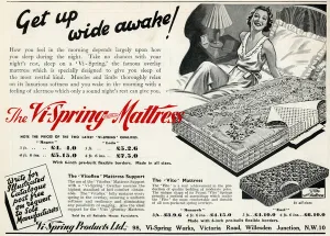 Soft Prints: Advert for Vi-spring Mattress 1939