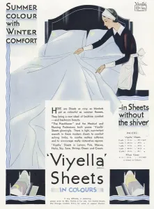 Winter Prints: Advert for Viyella Sheets in Colours