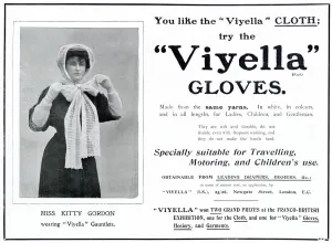 Headscarf Prints: Advert for Viyella, womens motoring headscarf 1908