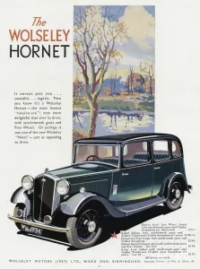 Vintage Prints: Advert for Wolseley Hornet car 1933
