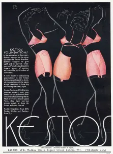 Modelling Prints: Advertisement for women's undergarments. Date: 1936