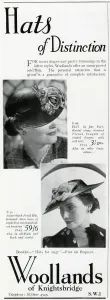 Straw Prints: Advert for Woollands of Knightsbridge womens hats 1937