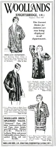 Hair Prints: Advert for Woollands womens house coatee 1925