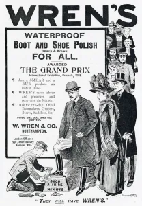 Shoes Prints: Advert for Wrens shoe polish 1908