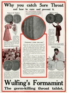 Germ Prints: Advert for Wulfings Formamint tablets 1913
