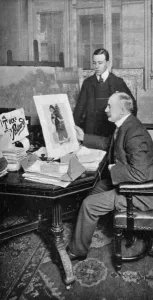 Santa Prints: Adolph Tuck of Raphael Tuck passing a card design
