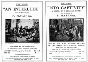 Prints: Adverts for Matania WW1 prints in The Sphere
