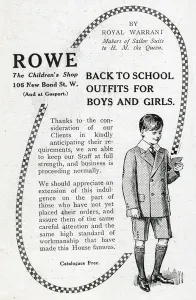 Shorts Prints: Advertisements for Rowe and D H Evans school outfits
