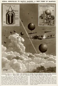 G H Davis Illustrations Prints: Aerial minefields by G. H. Davis