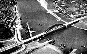 Route Prints: Aerial View of the bridge at Nijmegen, Holland; Second World