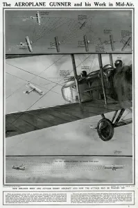 Biplane Prints: Aeroplane gunner working in mid-air by G. H. Davis