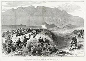 Military Prints: The Afghan War: attack on Ali Musjid - the first shot (about 10 am, Nov. 21). 1