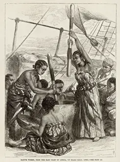Provide Prints: African women from the east coast of Africa husking millet on board HMS Lynx to provide fresh food for the crew Date