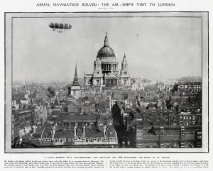 Cruise Prints: Airship Nulli Secundus Flying Over London 1907