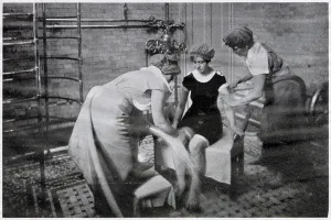 1920s Prints: Aix douche-massage been given at Bath