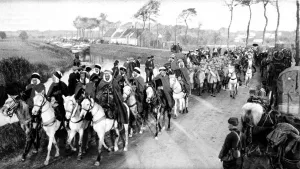 Cavalry Prints: Algerian light cavalry escorting captured Germans
