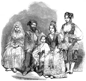 1851 Prints: Algerine Family at Vauxhall Gardens, London, 1851